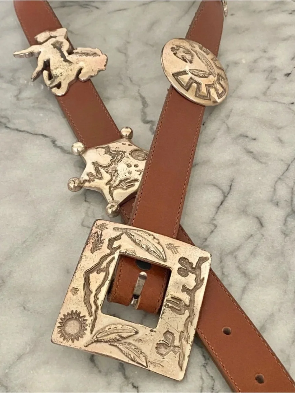 Vintage Justin Heavy Concho Cowboy Belt STAMPED RARE FIND